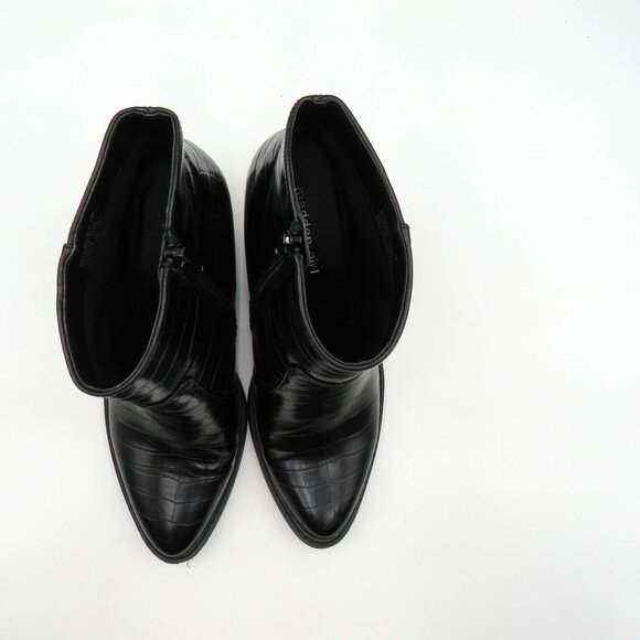 Madden Girl Boots Womens Sz 10 Black Reptile Imitation Leather Ankle Block Heel - Picture 7 of 10